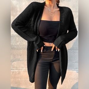 Ribbed Knit Open Front Cardigan